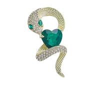 Broche serpent rétro en forme de cœur avec cristal de zircon vert pour vêtements de femme Accessoires de corsage en émeraude, taille unique, Comme décrit