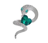 Broche serpent unique en forme de cœur avec cristal vert stylo bijoux accessoires élégants pour femmes à la mode