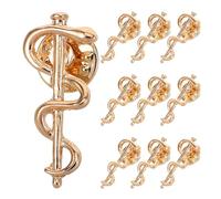 Broche Serpentine au Caducée, Lot de 10, Alliage Doré | Style Européen Moderne, Finition Brillante Solide, pour Chemise et Paquet, Présent pour Médecin ou Infirmière