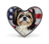 Broche Shih Tzu et fleurs pour femmes et hommes, badge cœur mignon, épinglette pour fête ou mariage