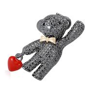 Broche simple et élégante en forme de cœur d'ours en alliage avec strass en forme d'animal pour un usage quotidien, One Size, Comme décrit