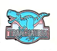 Broche SNS Components Trans Pride Dinosaure Tyrannosaures Rex LGBT Transsexuel en Métal Émaillé Rose, Rétro, Unisex