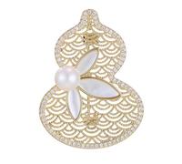 Broche sophistiquée en forme de gourde creuse avec perles embellissements en alliage de cuivre pour les amateurs de mode, One Size, Comme décrit