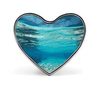 Broche sous-marine en alliage d'aluminium en forme de cœur avec vue sur la plage tropicale - Broche mignonne en forme de cœur - Broche en métal exquise pour vêtements et sacs