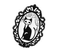 Broche squelette en émail noir - Accessoire de bijoux à thème pour Halloween, taille unique, Comme décrit