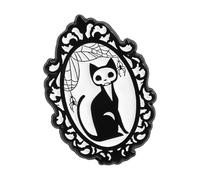 Broche squelette en émail noir horreur - Accessoire de bijoux à thème pour Halloween, tenue de fête - Cadeau idéal, taille unique, Comme décrit