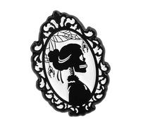 Broche squelette en émail noir horreur - Accessoire de bijoux pour Halloween - Broche gothique, One Size, Comme décrit