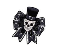 Broche squelette gothique Halloween chauve-souris sombre romance bowknot bijoux effrayants fêtes gothique Halloween goutte à goutte d'huile, taille unique, Comme décrit