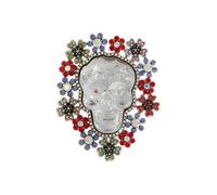 Broche squelette polyvalente en métal robuste avec pierres étincelantes pour un usage quotidien, Halloween, célébration, bijoux crâne en alliage