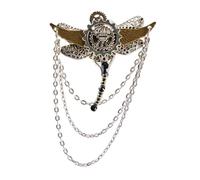 Broche Steampunk pour femme avec chaîne à franges - Pince à cheveux - Chapeau - Chemise - Corsage décoratif - Pour Halloween, One Size, Comme décrit