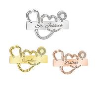 Broche stéthoscope personnalisée, épingle médecin/infirmière en acier inoxydable, badge d'identification gravé, cadeau pour les femmes et les hommes