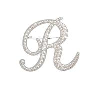 Broche strass pour femme, épinglette et badge avec initiale de l'alphabet, élégante pour costumes, blazers et robes (R)