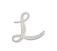 Broche strass pour femme, épinglette et badge avec initiale de l'alphabet, élégante pour costumes, blazers et robes (L)