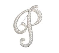 Broche strass pour femme, épinglette et badge avec initiale de l'alphabet, élégante pour costumes, blazers et robes (P)