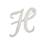 Broche strass pour femme, épinglette et badge avec initiale de l'alphabet, élégante pour costumes, blazers et robes (H)
