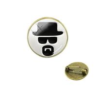 Broche style punk Breaking Bad vintage Heisenberg en forme de dôme en verre pour homme, Verre