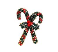Broche Sucres De Noël Rouge Et Vert - Strass - Noel - Belle qualité de finition - Epingle - élégant - Cadeau d'anniversaire de Femmes Filles - Fournitures de Fête de Mariage - Noël