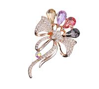 Broche sur le thème de la fleur - Multifonctionnel - Strass accentués - Pour rehausser n'importe quel ensemble - Convient à diverses occasions - Broche élégante en forme de fleur, taille unique, Comme