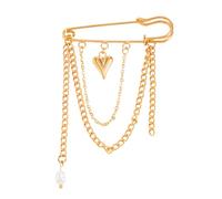 Broche tendance avec chaîne en métal pour les tenues tendance avec un design dynamique en couches et une épingle de corsage légère et confortable, One Size, Comme décrit