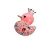 Broche tendance avec fermoir sécurisé en forme de canards - Couronne décorée de diamants - Accessoire pour femme et fille, taille unique, Comme décrit