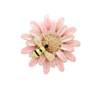 broche tendance, Broche marguerite abeille en émail rose de printemps, fleur miel insecte, Vintage, élégant, Simple, Badge, accessoires cadeaux fête for filles(Pink)