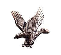 broche tendance, Broche rétro en métal doré for hommes, aigle oiseau, Badge à revers, boucle ardillon, costume, accessoires de col chemise, nouvelle collection(Antique Silver Plated)
