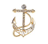 broche tendance, Broches d'ancre de gouvernail naval, broches en strass, costume, col chemise, Badge, accessoires bijoux for hommes(Gold)