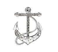 broche tendance, Broches d'ancre de gouvernail naval, broches en strass, costume, col chemise, Badge, accessoires bijoux for hommes(Silver)
