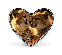 Broche tendance « Cheetah Love » - Tour Eiffel Paris, 2,5 cm, joli badge cœur en émail, épingles en métal pour hommes et femmes, épingle décorative en métal pour chapeaux, chemises, sacs, vestes et ac