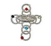 Broche tendance crucifix et lèvres avec pierres colorées vives pour des tenues élégantes et attrayantes, One Size, Comme décrit