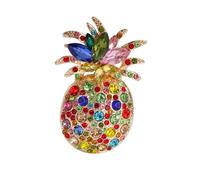 Broche tendance en forme d'ananas décorée de strass multicolores, idéale pour offrir ou pour offrir des tenues, taille unique, Comme décrit