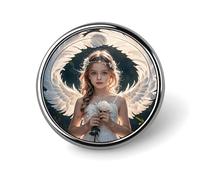 Broche tendance en forme de bouledogue français pour homme, motif plumes d'ange, en alliage d'aluminium, pour chapeaux, chemises, sacs, vestes et accessoires (boutons ronds de 2,5 cm).
