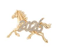 Broche tendance en forme de cheval du zodiaque chinois pour 2026 avec un design réaliste 3D symbolisant la vitalité, idéale pour un usage quotidien, bijou en relief pour cheval, One Size, Comme décrit