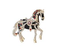 Broche tendance en forme de cheval émaillée avec strass - Bijoux décoratifs pour robes, vestes, sacs - Accessoire tendance pour cheval, taille unique, Comme décrit