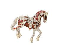Broche tendance en forme de cheval émaillée avec strass - Bijoux décoratifs pour robes, vestes, sacs - Accessoire tendance pour cheval, taille unique, Comme décrit