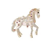 Broche tendance en forme de cheval émaillée avec strass - Bijoux décoratifs pour robes, vestes, sacs - Accessoire tendance pour cheval, taille unique, Comme décrit