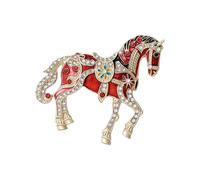 Broche tendance en forme de cheval émaillée avec strass - Bijoux décoratifs pour robes, vestes, sacs, petite broche cheval, taille unique, Comme décrit