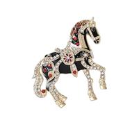 Broche tendance en forme de cheval émaillée avec strass - Bijoux décoratifs pour robes, vestes, sacs, petite broche cheval, taille unique, Comme décrit