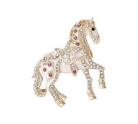 Broche tendance en forme de cheval émaillée avec strass - Bijoux décoratifs pour robes, vestes, sacs, petite broche cheval, taille unique, Comme décrit