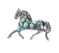Broche tendance en forme de cheval ornée d'une imitation turquoise pour embellir les vêtements, cadeau de vêtements, broche zodiacale chinoise, design créatif, taille unique, Comme décrit