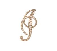 Broche tendance en forme de lettre de A à Z 26 lettres dorées imitation perle initiale de l'alphabet broches broches pour femmes cadeaux bijoux, Métal, Perle