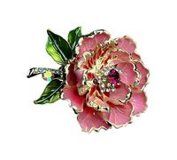Broche tendance en forme de pivoine pour femme avec émail et perles - Accessoire polyvalent pour toute tenue élégante, One Size, Comme décrit
