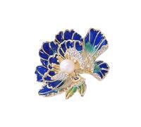 Broche tendance en forme de pivoine pour femme avec émail et perles - Accessoire polyvalent pour toute tenue élégante - Broche en perles, taille unique, Comme décrit