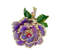 Broche tendance en forme de pivoine pour femme avec émail et perles - Accessoire polyvalent pour toute tenue élégante, One Size, Comme décrit