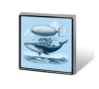 Broche tendance en métal représentant une baleine flottante sur un dirigeable (2,5 cm), idéale pour vêtements, chapeaux, sacs, cravates et autres accessoires de décoration.