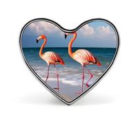 Broche tendance flamant rose sur la plage - Cerf coucher de soleil nature 2,5 cm, joli badge cœur en émail, épingles en métal pour hommes et femmes, épingle décorative en métal pour chapeaux, chemises