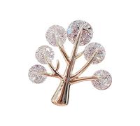 Broche tendance galvanisée en cristal de zirconium, motif arbres de vie, accessoire élégant pour vêtements pour femmes et filles