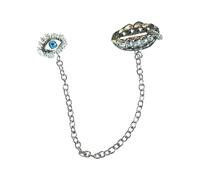 Broche tendance gothique œil de diable Peasecod, parfaite pour ajouter du charme à n'importe quelle tenue. Broche en alliage unique avec perles délicates, Einheitsgröße, comme décrit