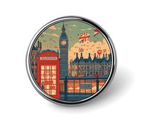 Broche tendance « J'aime Londres » pour homme, motif bouledogue français, en émail, en alliage d'aluminium, pour chapeaux, chemises, sacs, vestes et accessoires (boutons ronds de 2,5 cm)