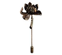 broche tendance, Personnalité ancienne broche fleur de Lotus chemise épinglette costume Corsage longues aiguilles et broches for femmes hommes accessoires(Antique Gold Plated)